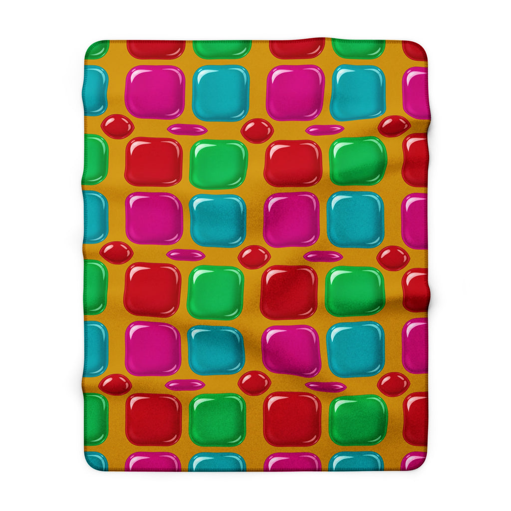Giant Puffy Glass Cushions Sherpa Fleece Blanket – Glossy Candy Glass Pattern