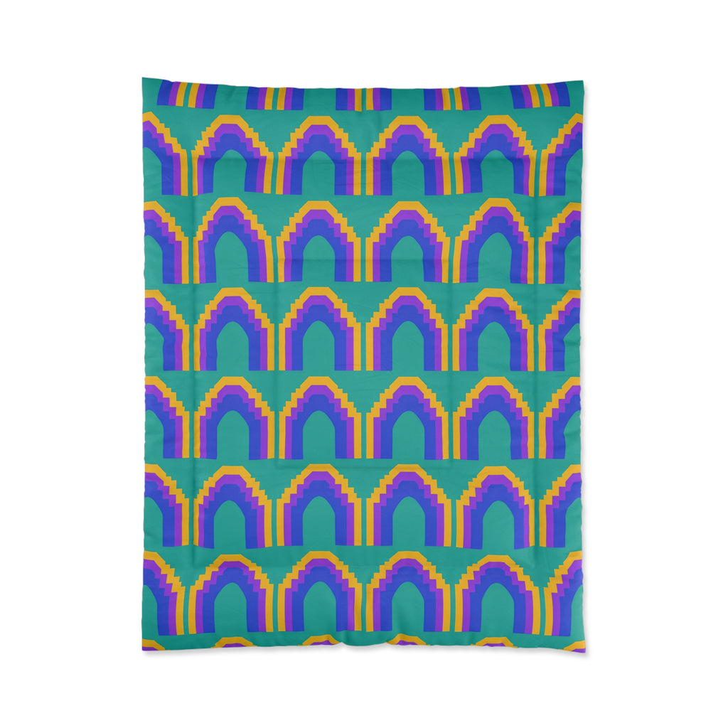 Grand Stepped Arches Comforter – Peacock Jewel