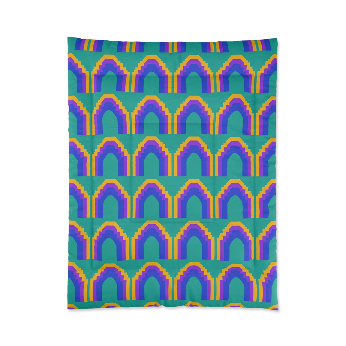 Grand Stepped Arches Comforter – Peacock Jewel