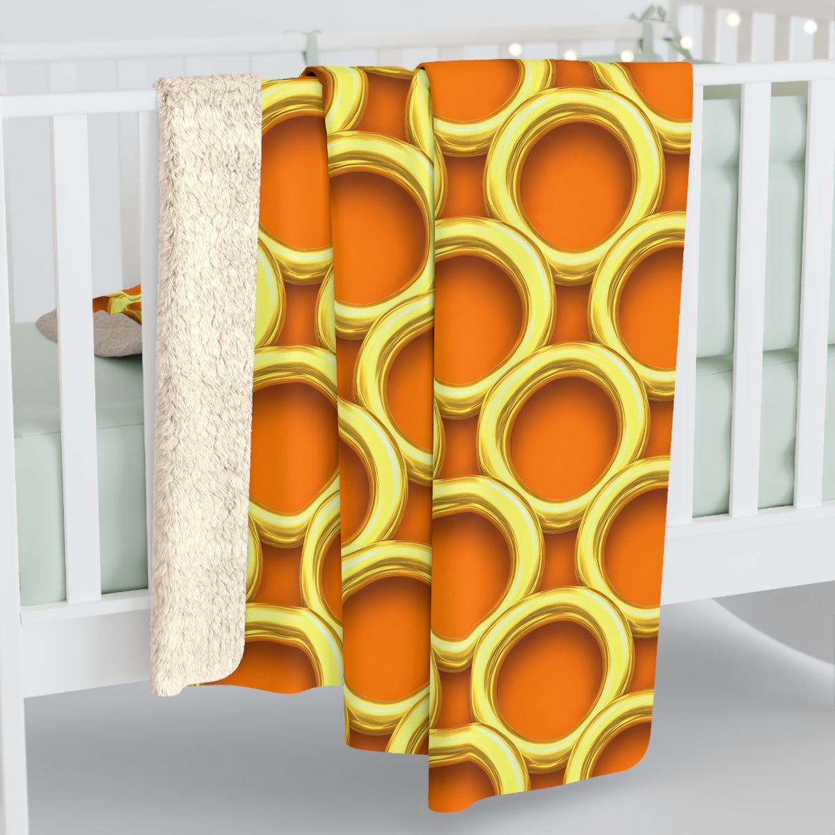 Big Gold Ring Weave Sherpa Fleece Blanket – Hot Citrus Festive