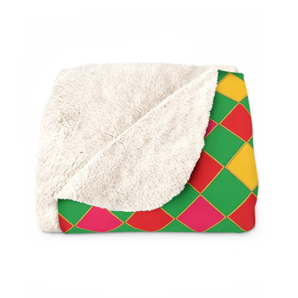 Jewel Harlequin Check Sherpa Fleece Blanket – Harlequin Geometric Pattern