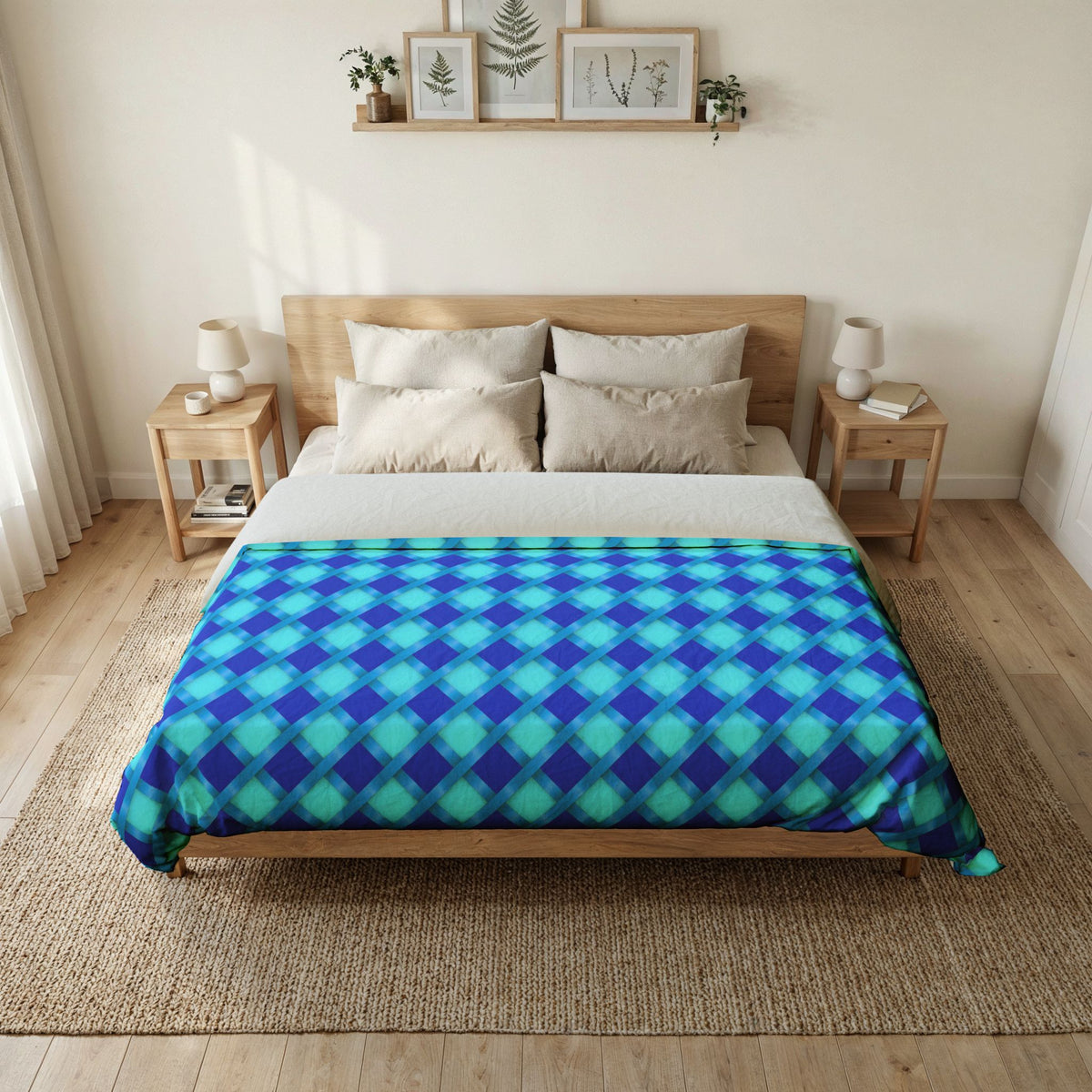 Broad Gold Diamond Trellis Cotton Duvet Cover – Ice Jewel