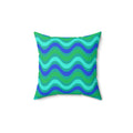 Wide Wave Interference Faux Suede Cushion – Ocean Jewel