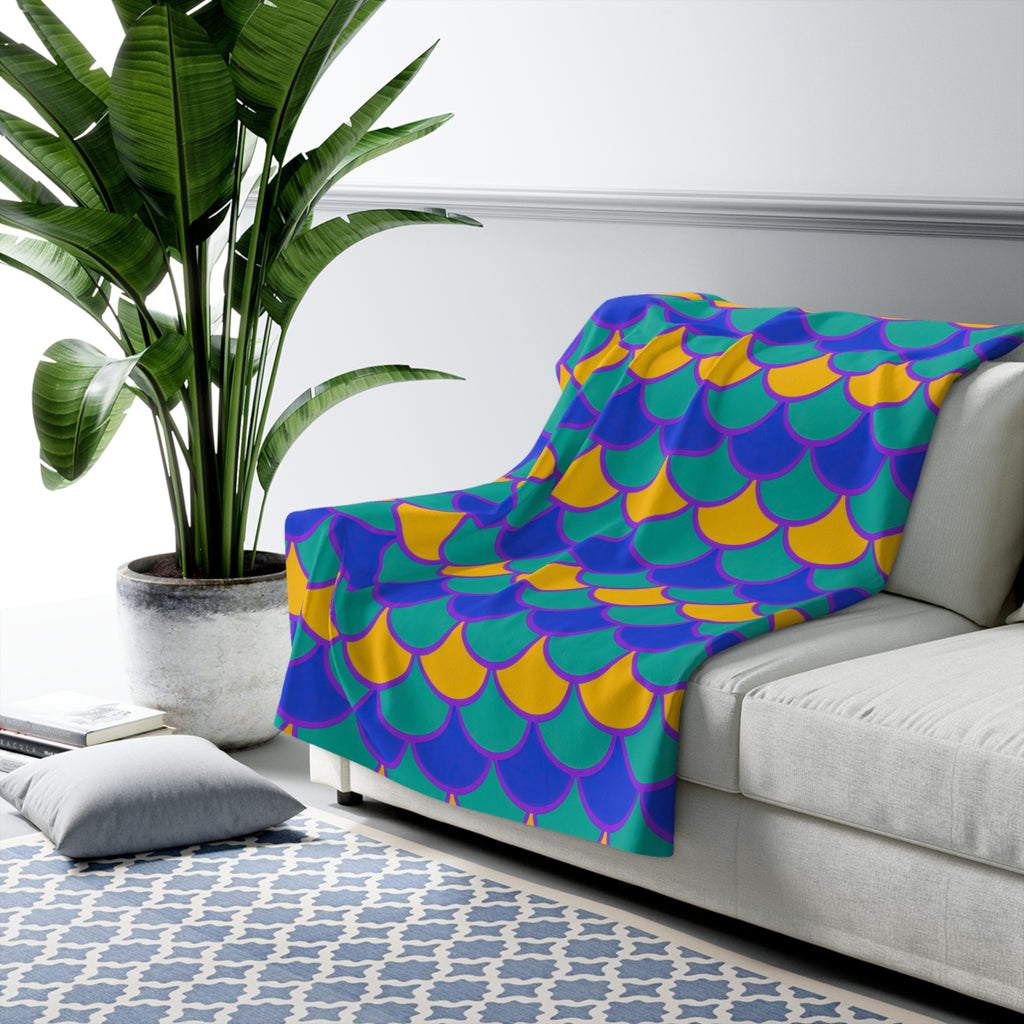 Big Jewel Scales II Sherpa Fleece Blanket – Peacock Jewel