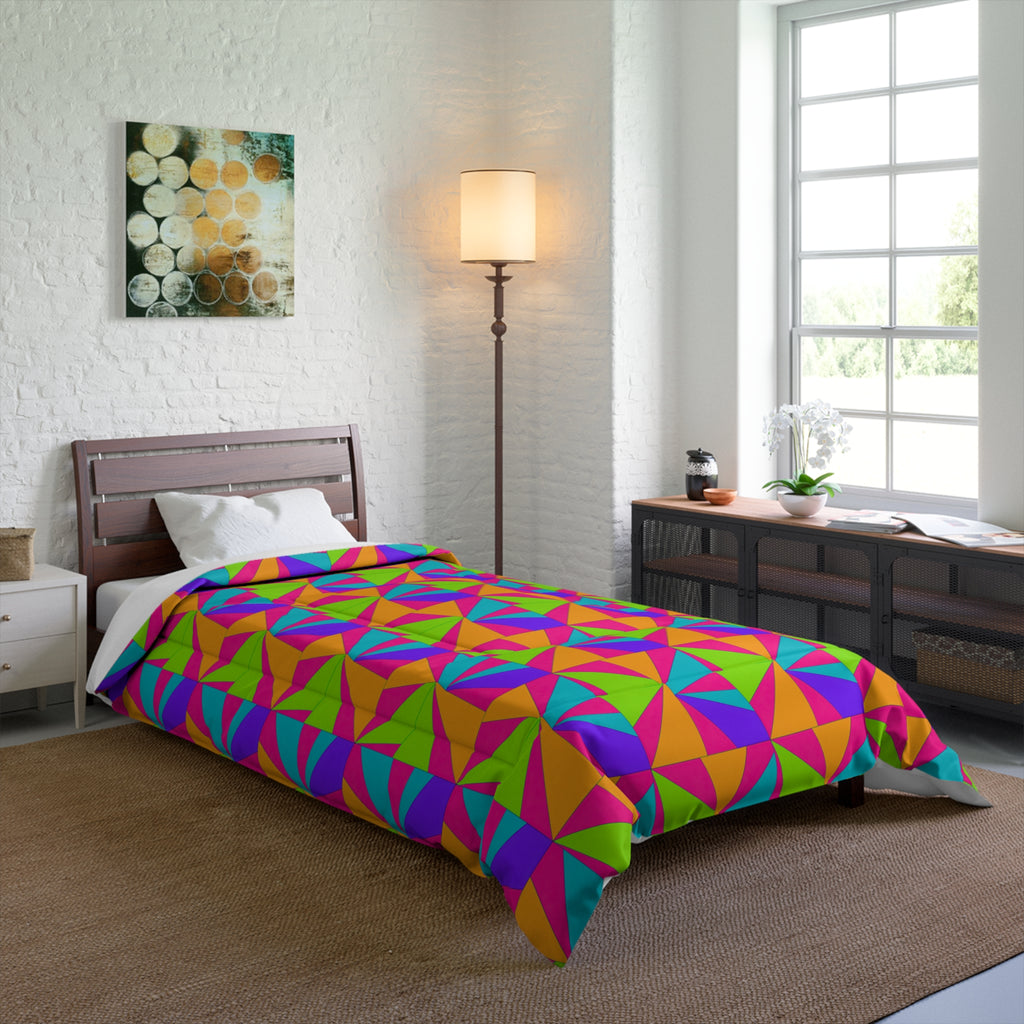 Cubist Sunburst Blocks Comforter – Tropical Punch