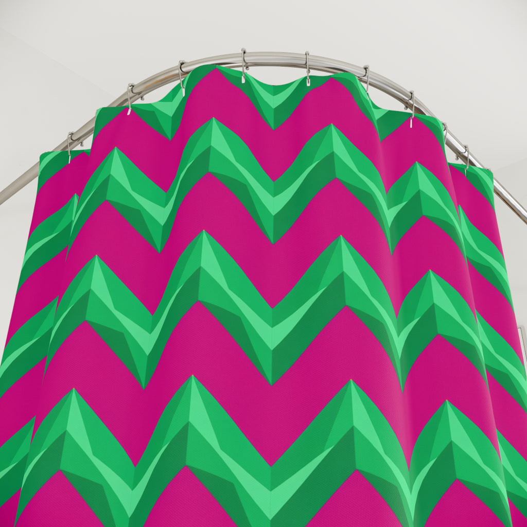 Broad Cut-Gem Chevrons Shower Curtain – Chevron Geometric Pattern