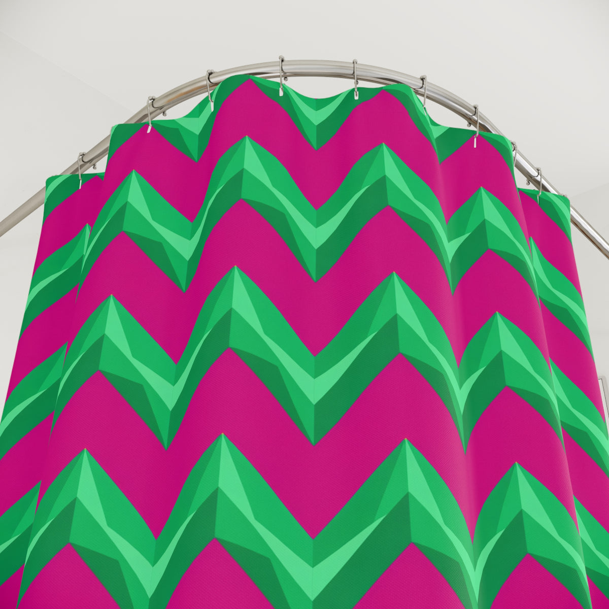 Broad Cut-Gem Chevrons Shower Curtain – Chevron Geometric Pattern