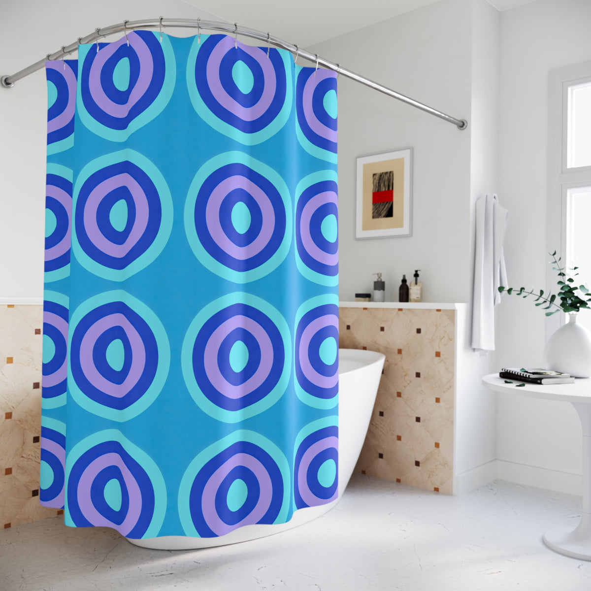 Mega Ring Grid Shower Curtain – Ice Jewel
