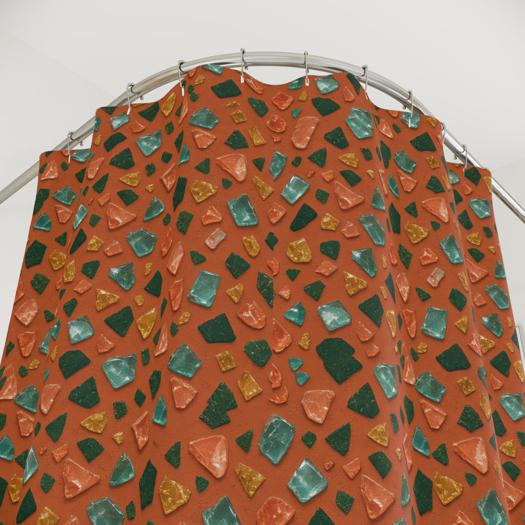 Glass Chip Sheen Shower Curtain – Terrazzo Pattern