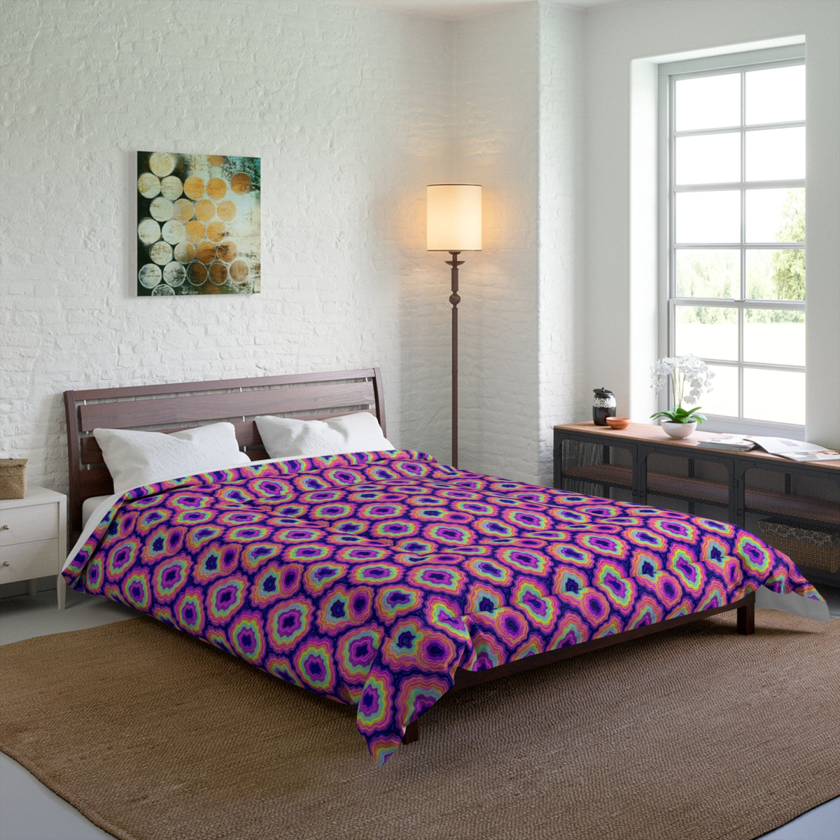 Agate Geode Halo Comforter – Holographic-Look Fluid Art Pattern