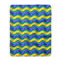Satin Wave Bands Sherpa Fleece Blanket – Peacock Jewel