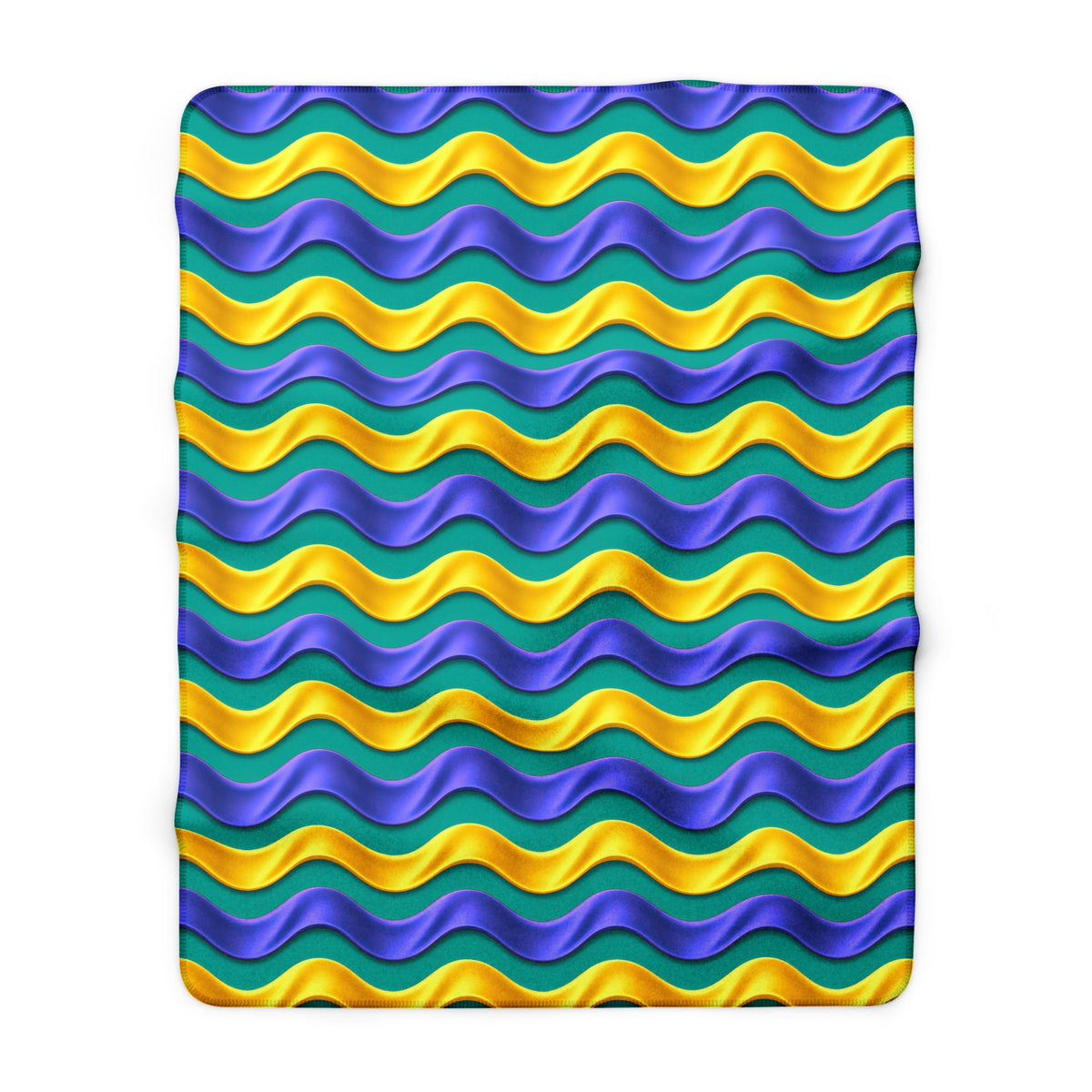 Satin Wave Bands Sherpa Fleece Blanket – Peacock Jewel