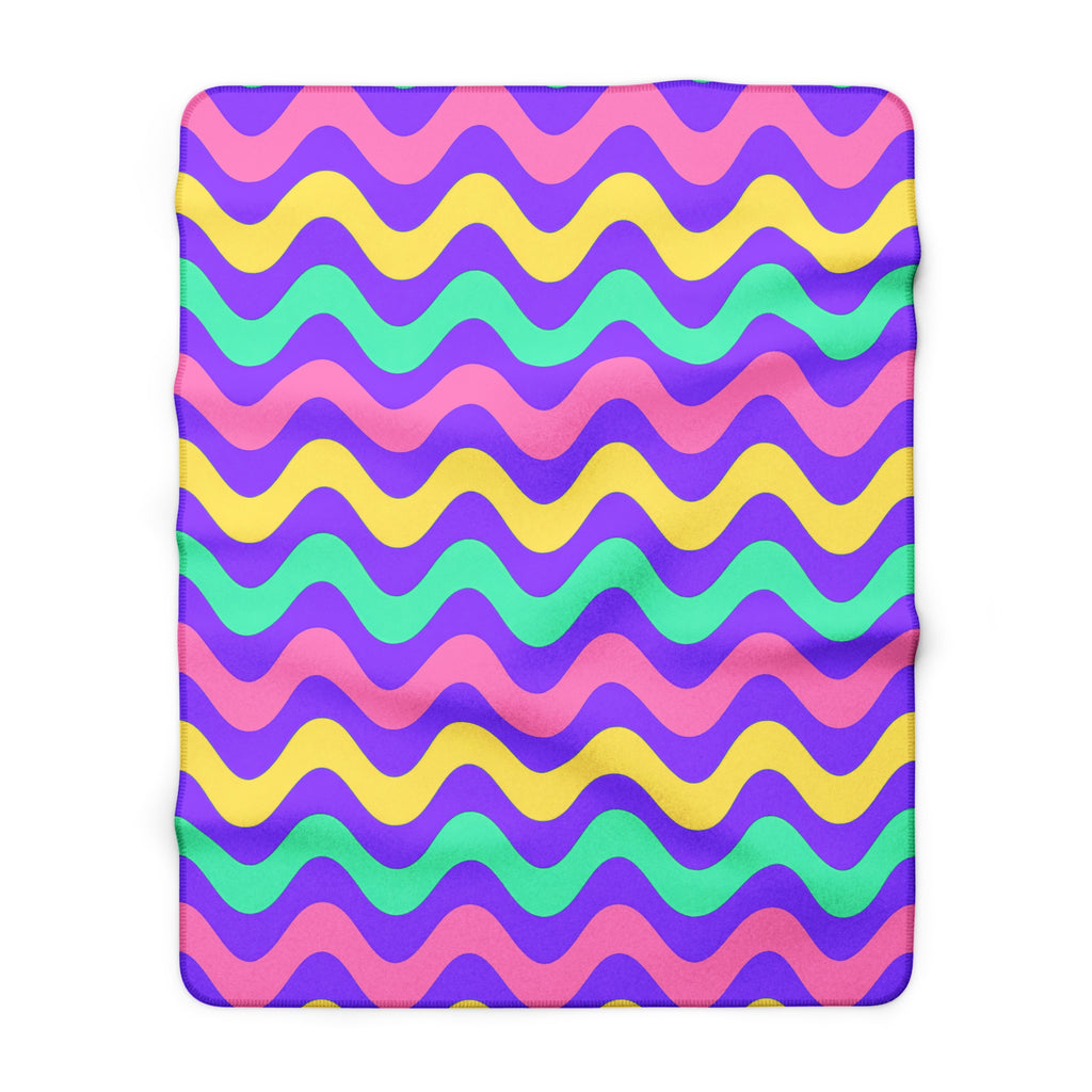 Big Ripple Chevrons Sherpa Fleece Blanket – Candy Pastel on Grape