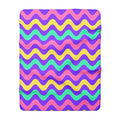 Big Ripple Chevrons Sherpa Fleece Blanket – Candy Pastel on Grape