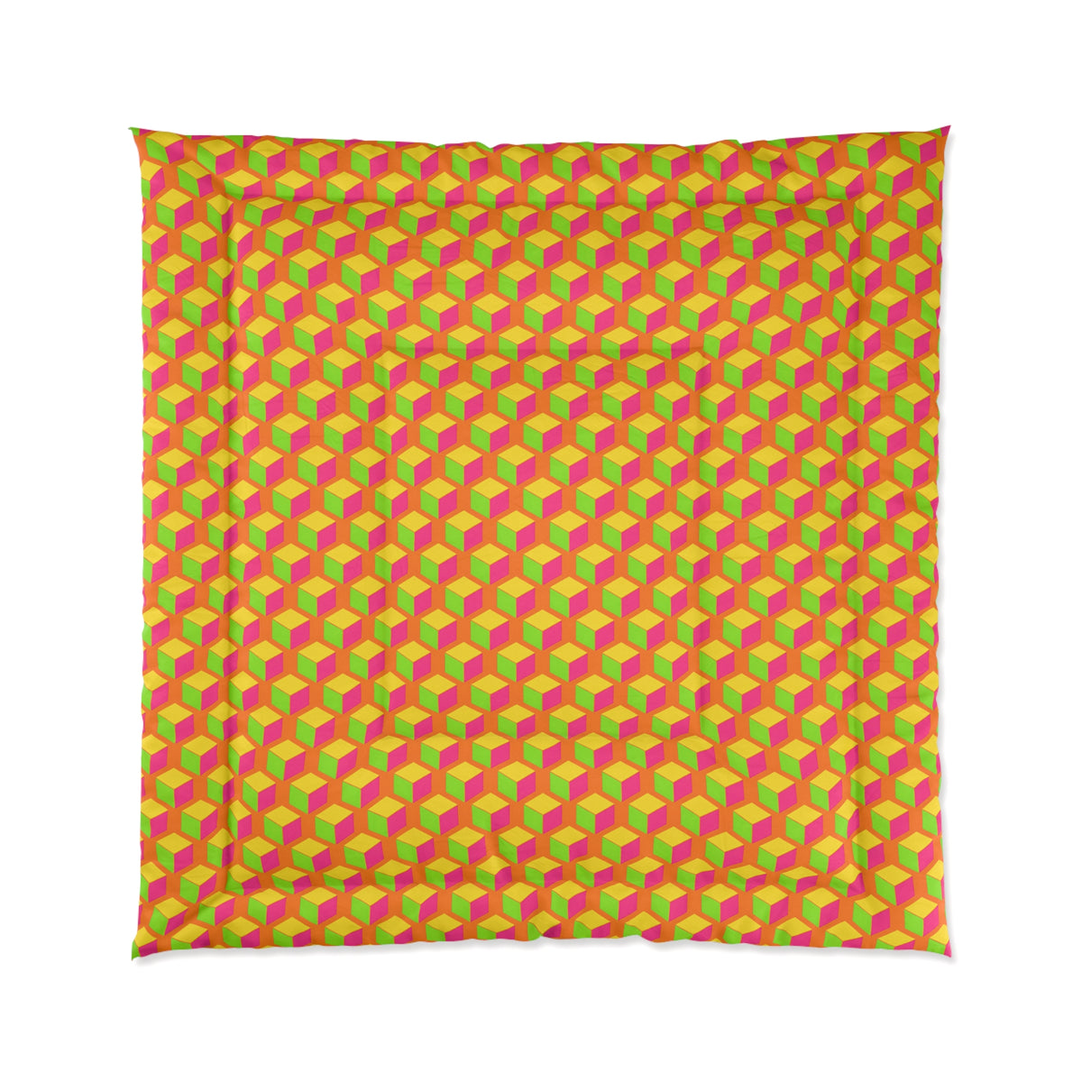 Giant Faceted Cubes II Comforter – Hot Citrus Festive