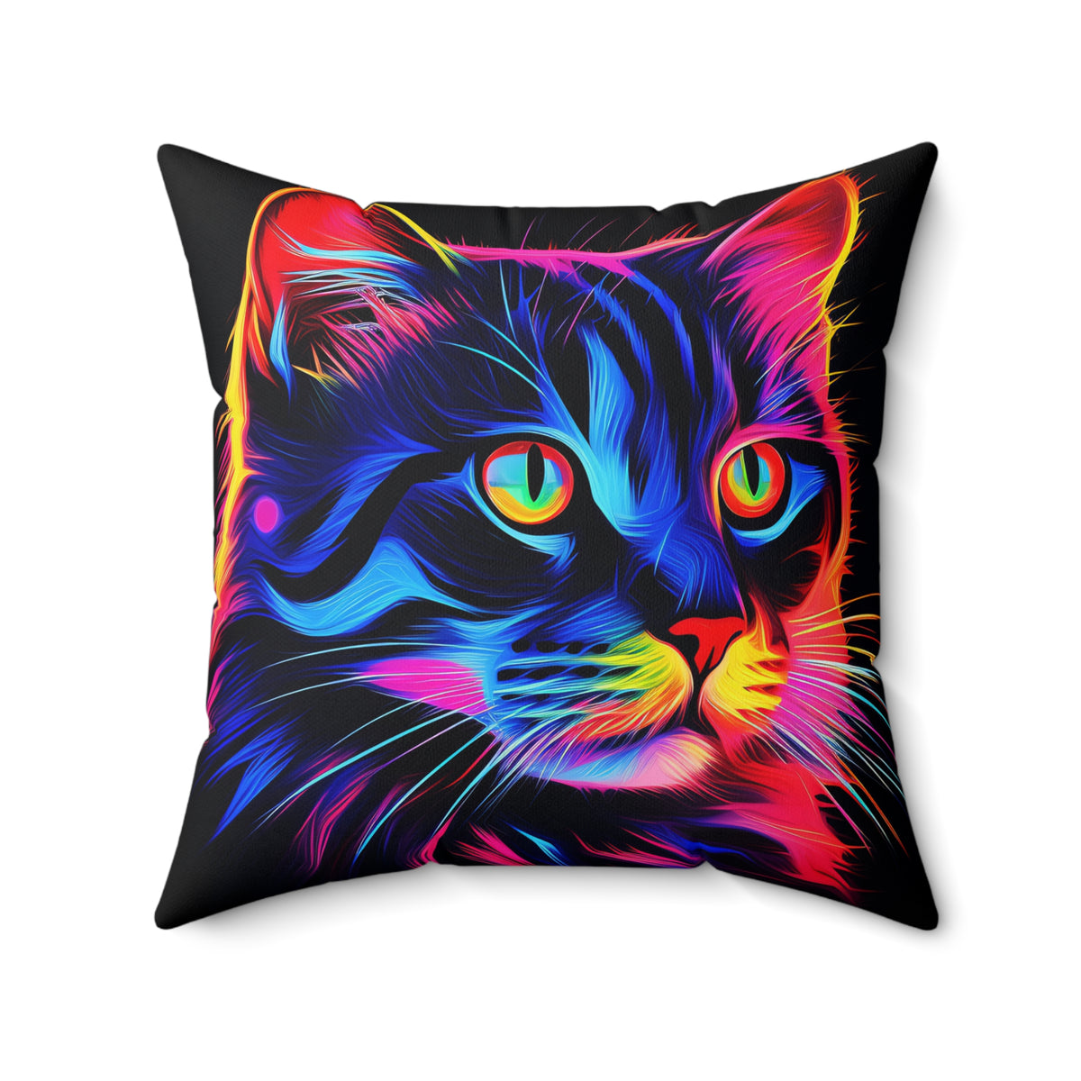 Neon Cat Faux Suede Cushion – Neon Pop Art