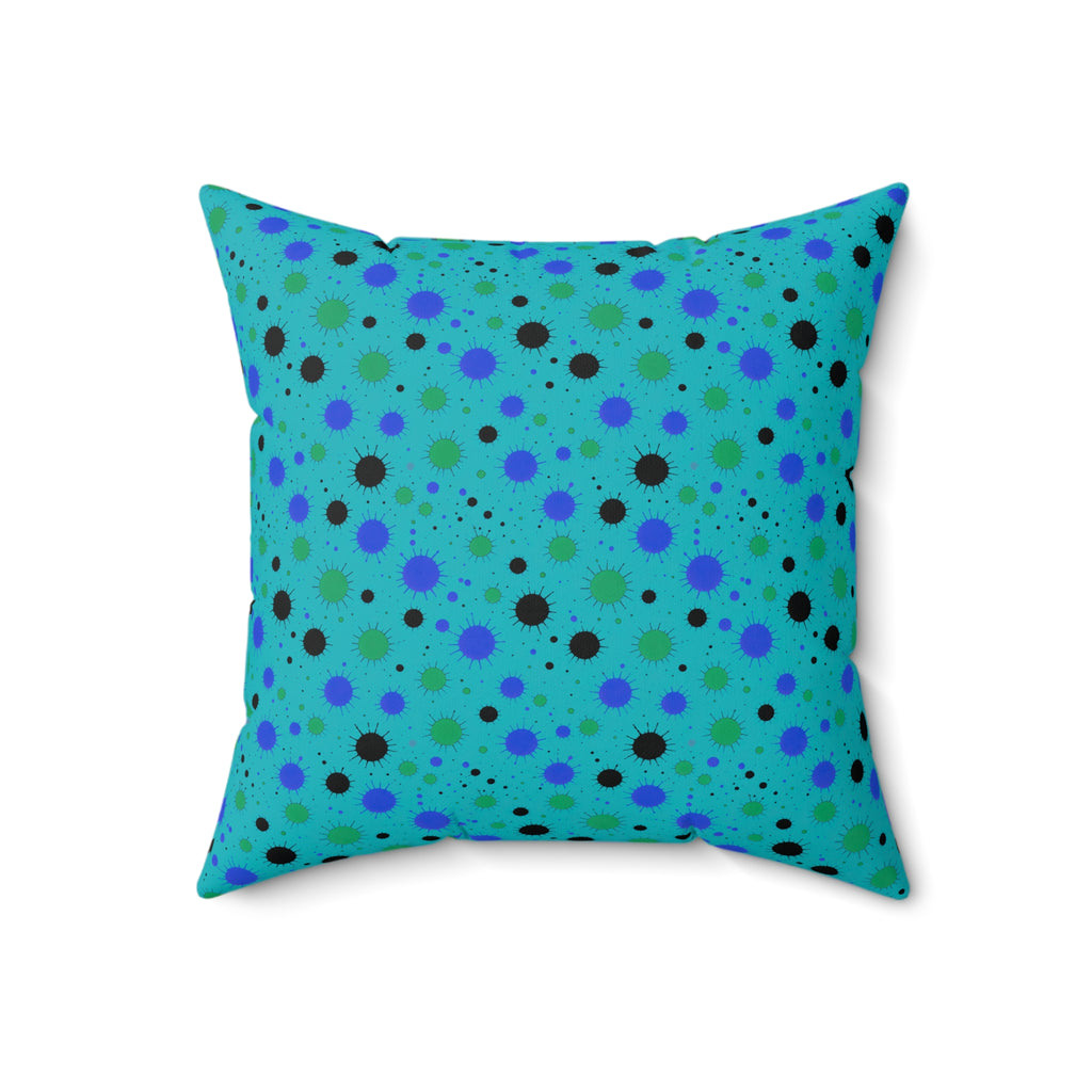 Blot Burst Faux Suede Cushion – Peacock Jewel