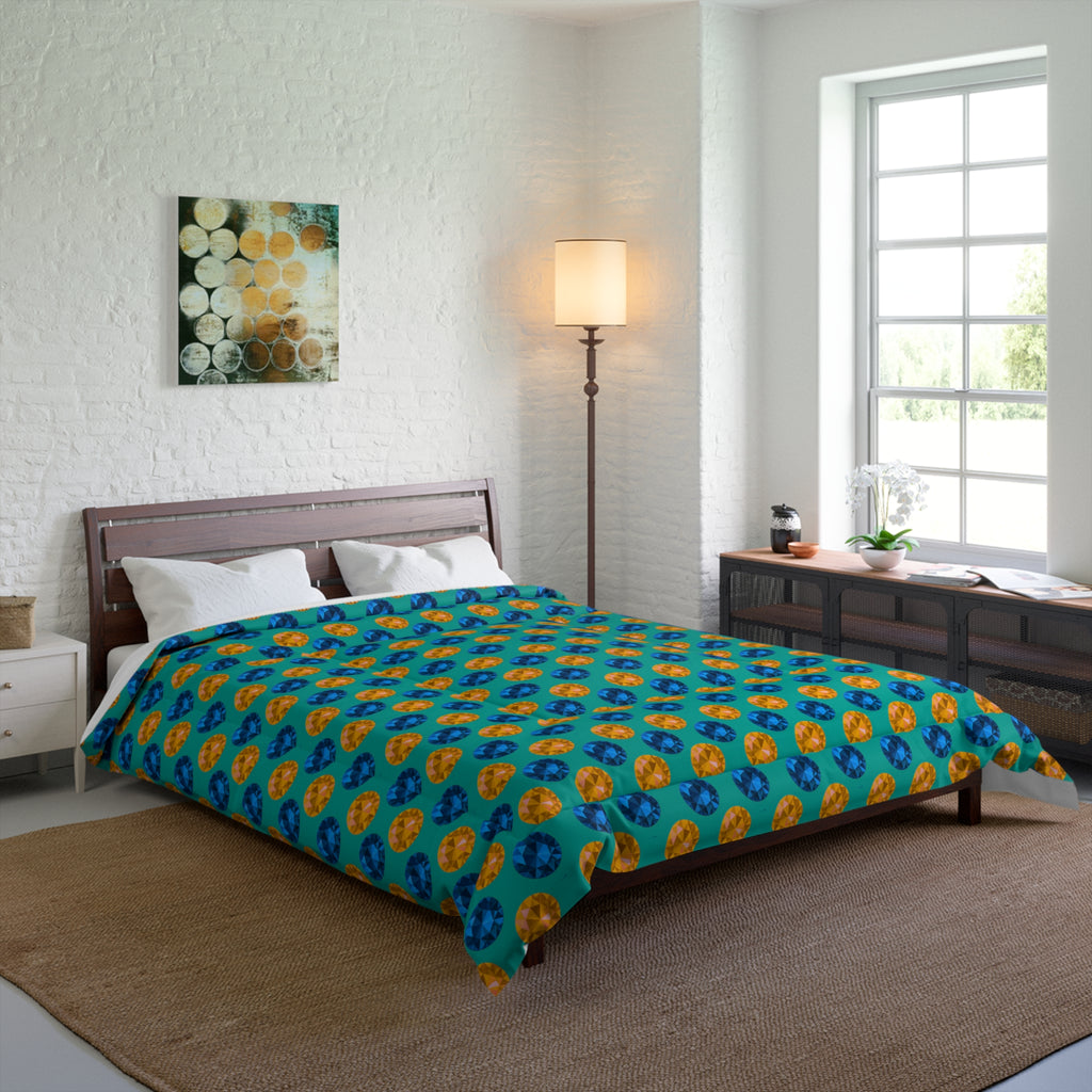 Half-Drop Gem Grid Comforter – Peacock Jewel