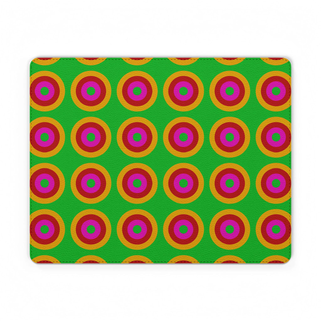 Giant Op-Art Jewel Rings Vegan Leather Mouse Mat – Op-Art Concentric Circles Pattern