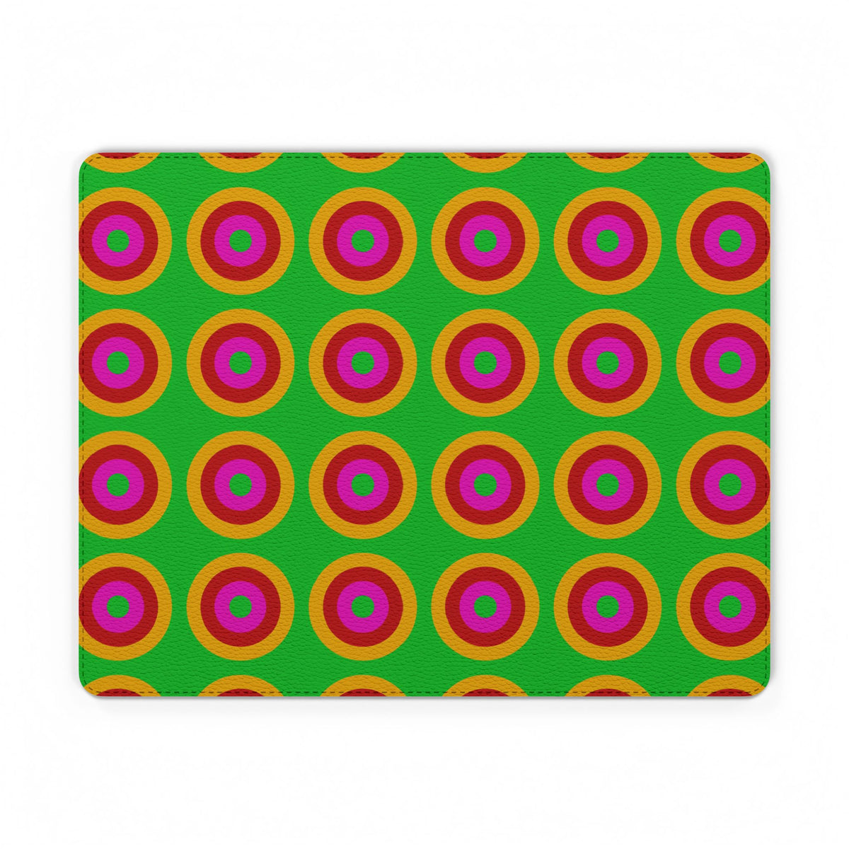 Giant Op-Art Jewel Rings Vegan Leather Mouse Mat – Op-Art Concentric Circles Pattern