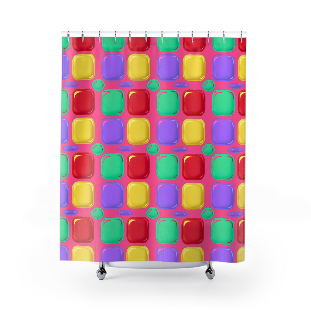 Giant Puffy Glass Cushions Shower Curtain – Candy Christmas