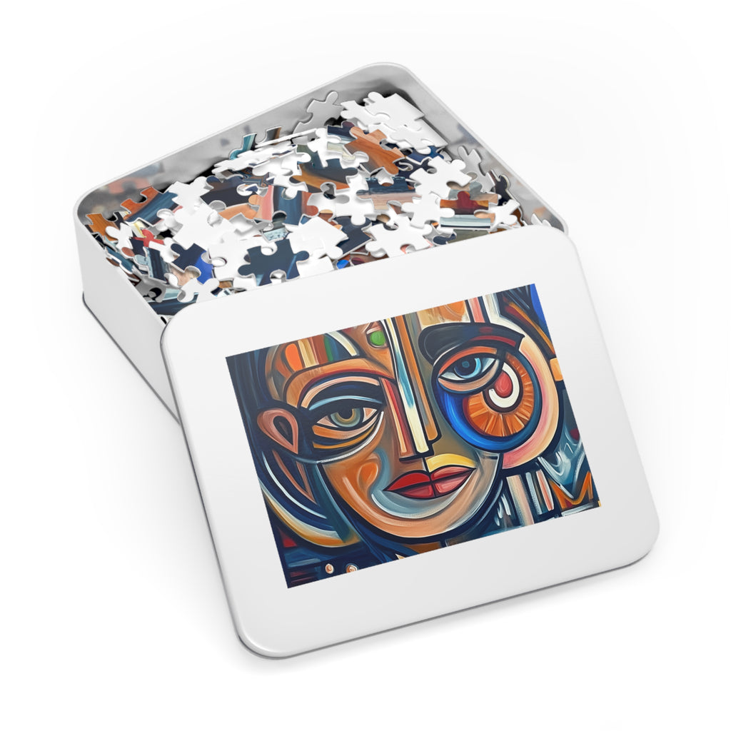 Cubist Face Jigsaw Puzzle with Tin – Cubist Portrait Art