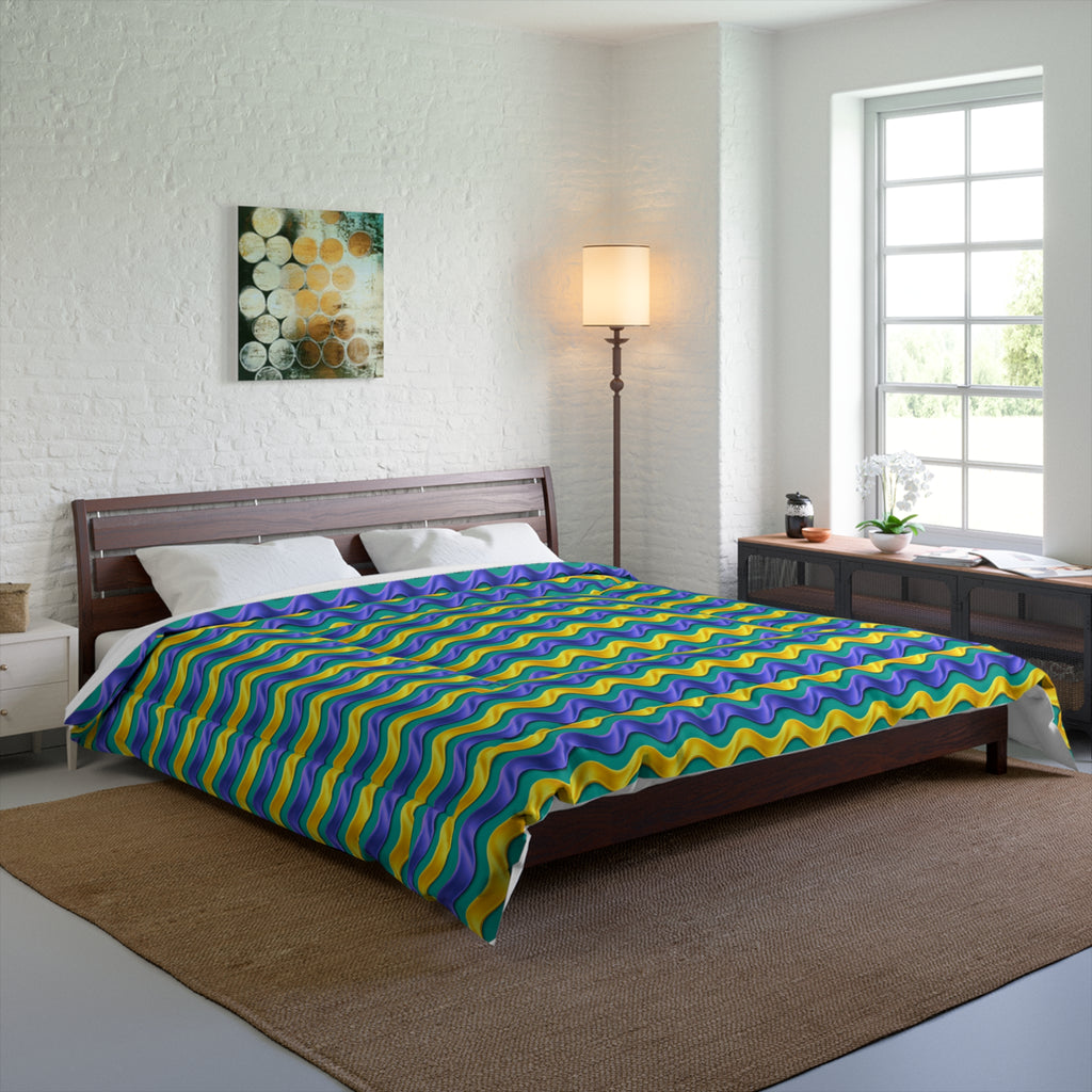 Satin Wave Bands Comforter – Peacock Jewel