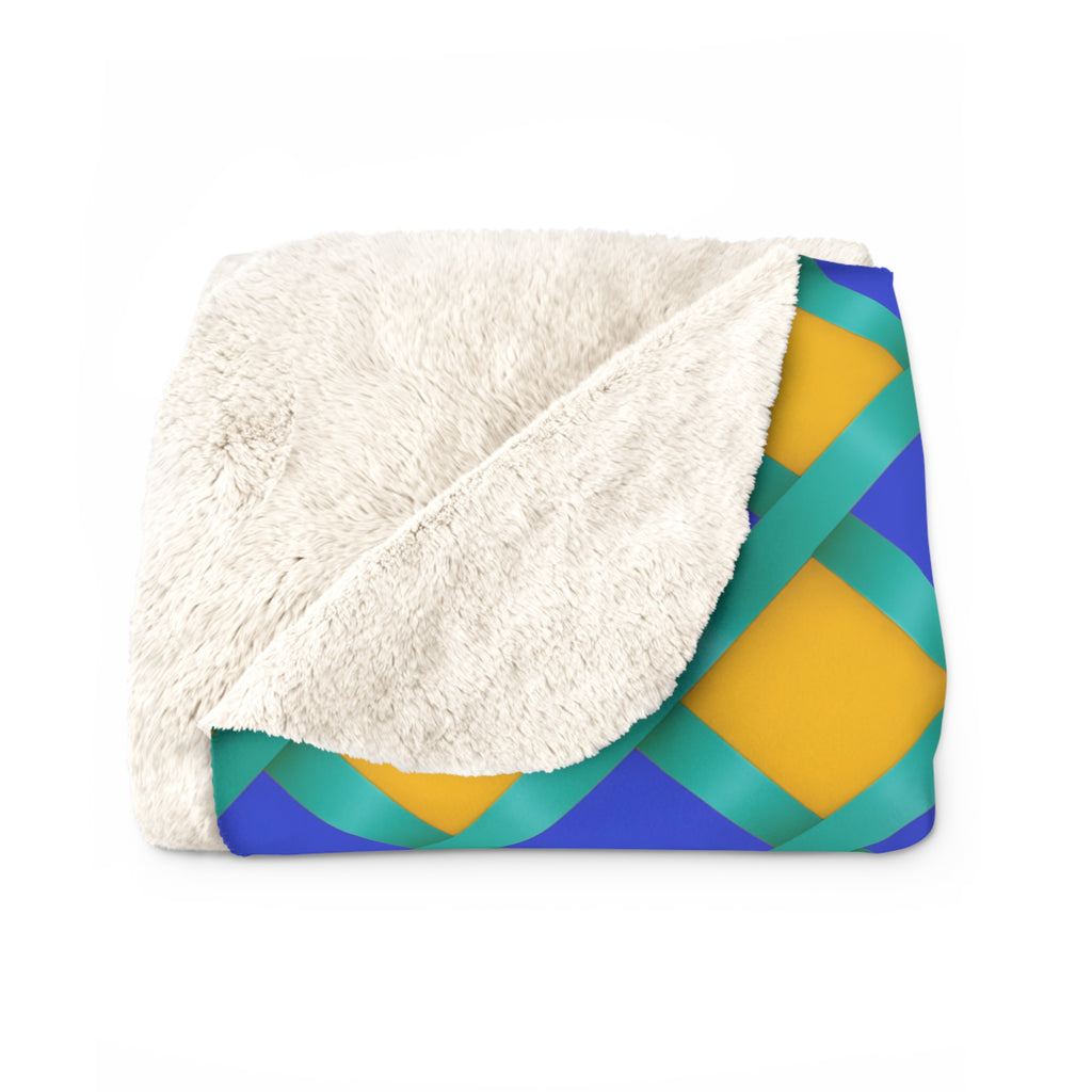 Broad Gold Diamond Trellis Sherpa Fleece Blanket – Peacock Jewel