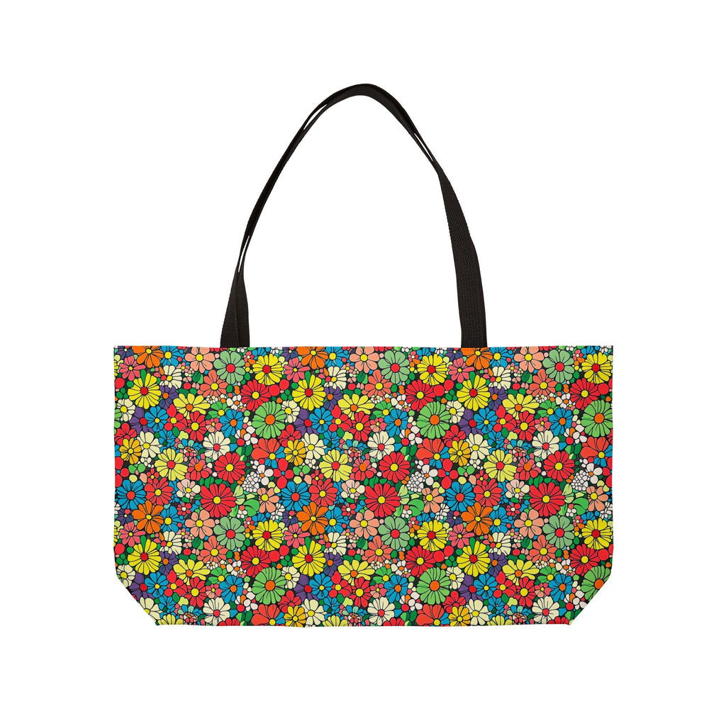 Flower Power Daisies Weekender Tote Bag – Retro Floral Pattern