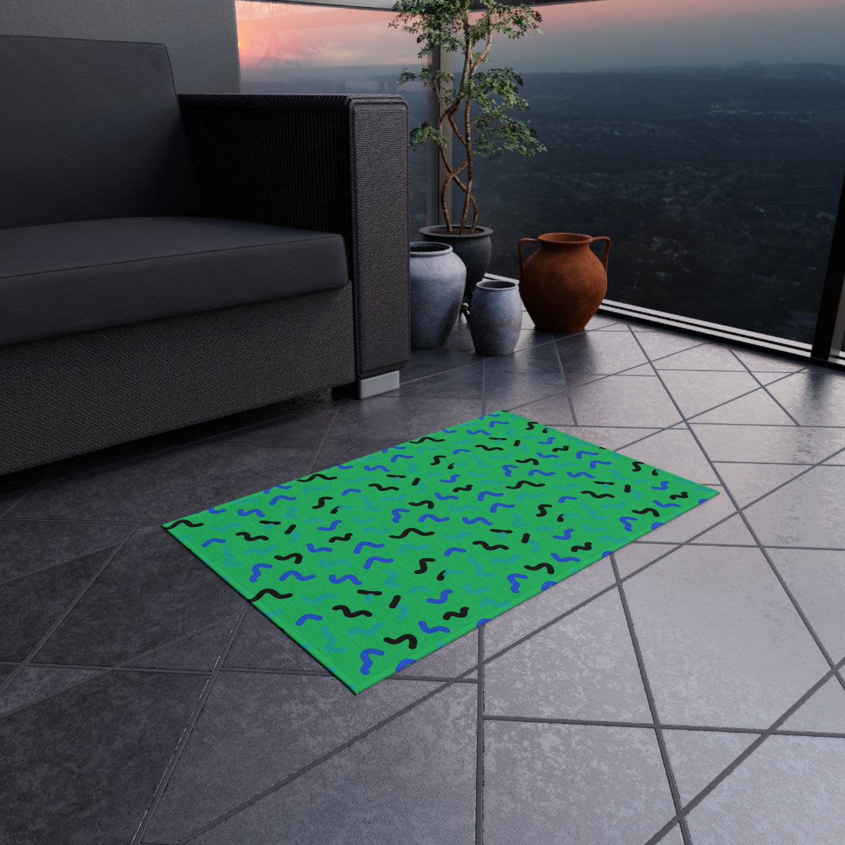 Squiggle Strokes Outdoor Rug – Ocean Jewel