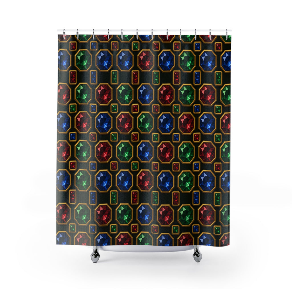 Jewelled Octagon Tiles Shower Curtain – Geometric Pattern