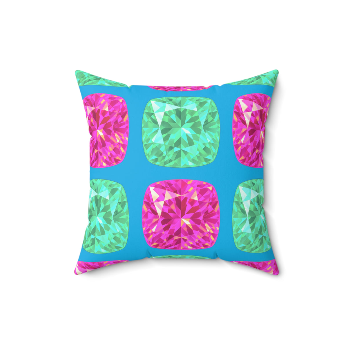 Giant Cut Gem Grid Faux Suede Cushion – Ice Jewel