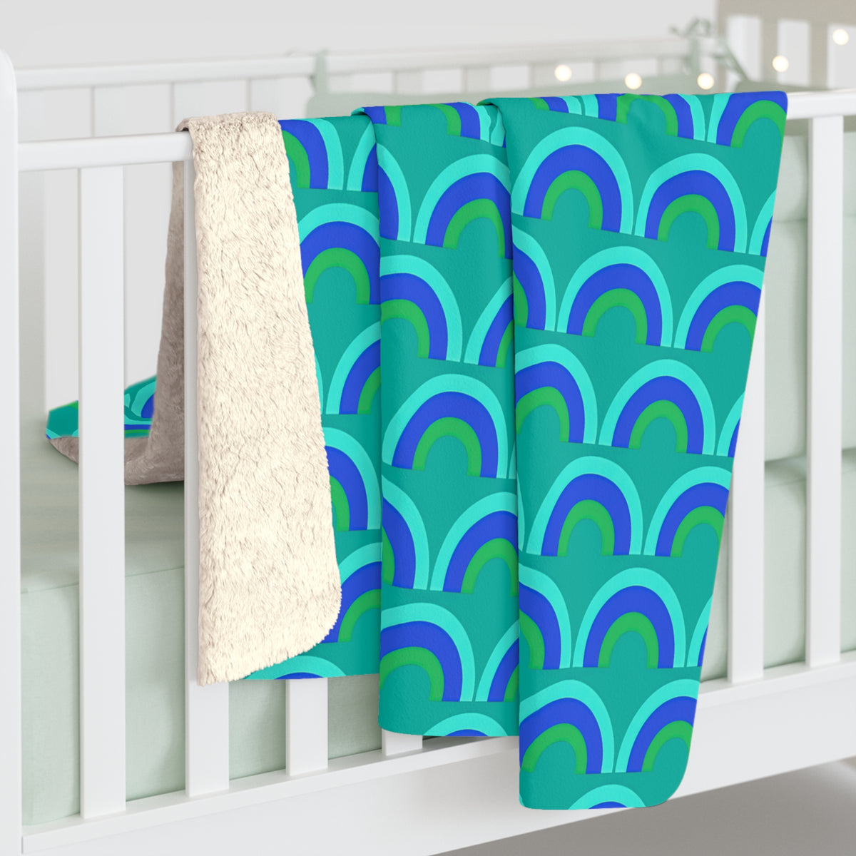 Chromatic Scallop Ripple Sherpa Fleece Blanket – Ocean Jewel