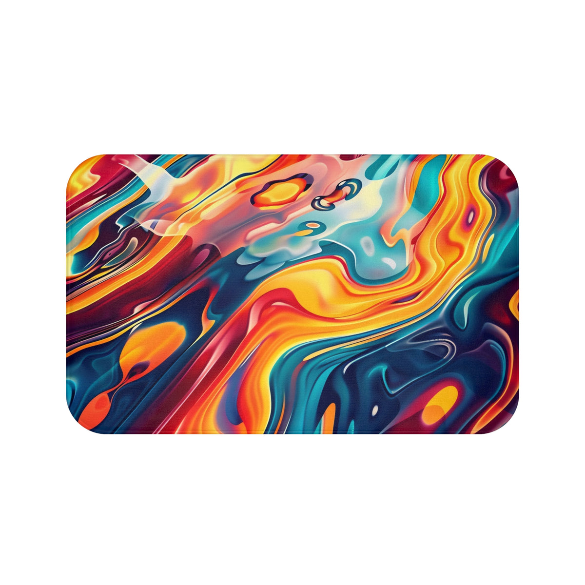 Liquid Rainbow Swirl Bath Mat – Psychedelic Fluid Art