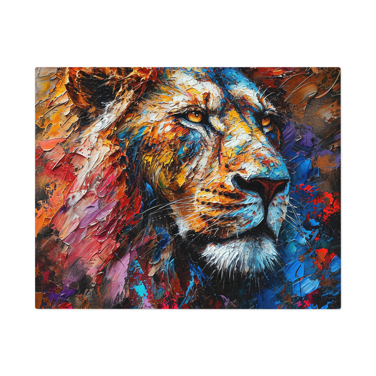 Rainbow Lion Jigsaw Puzzle with Tin – Expressive Painterly Art