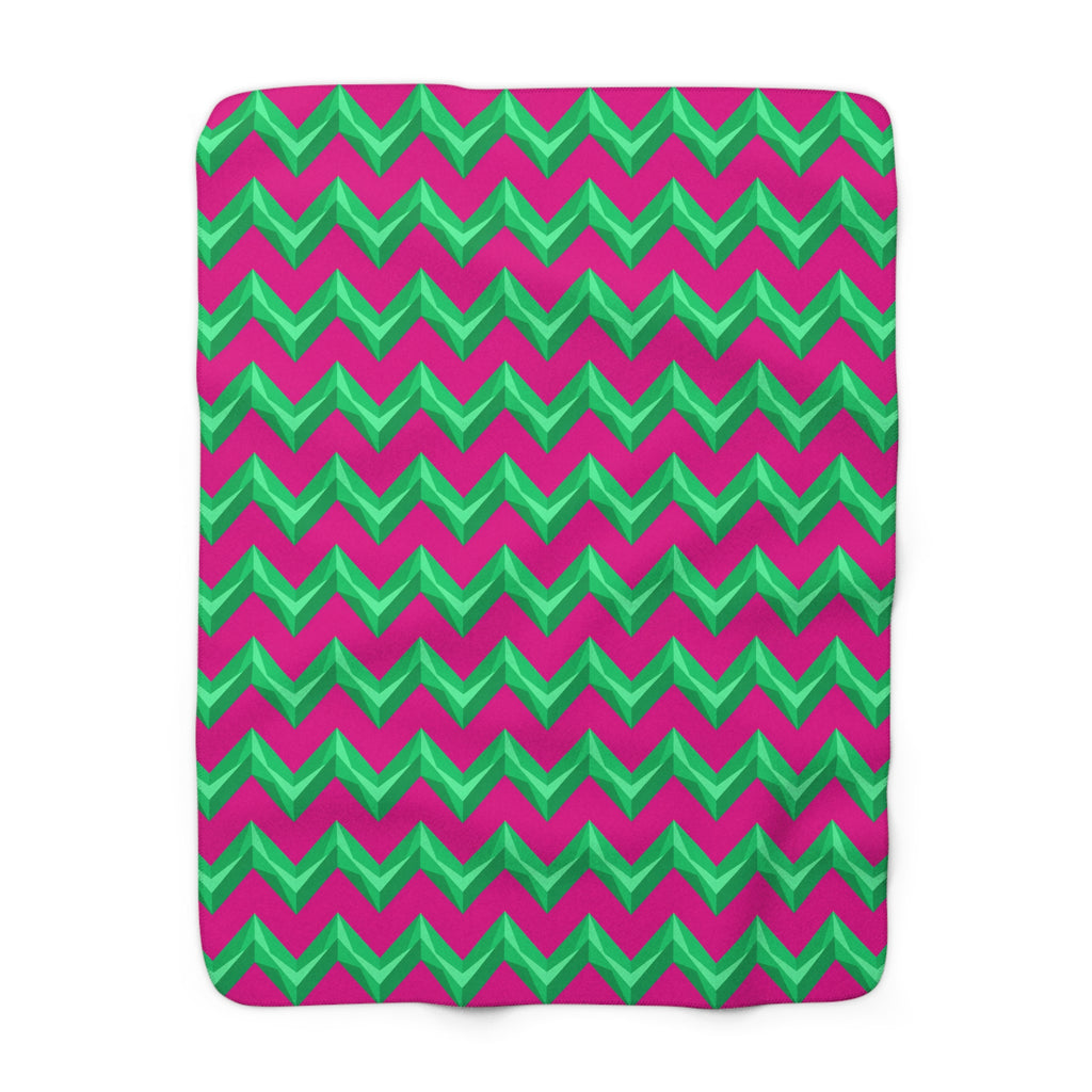 Broad Cut-Gem Chevrons Sherpa Fleece Blanket – Chevron Geometric Pattern