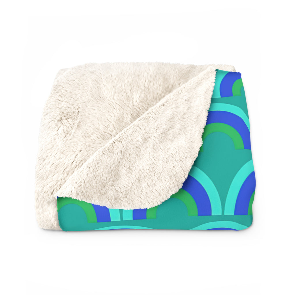 Chromatic Scallop Ripple Sherpa Fleece Blanket – Ocean Jewel