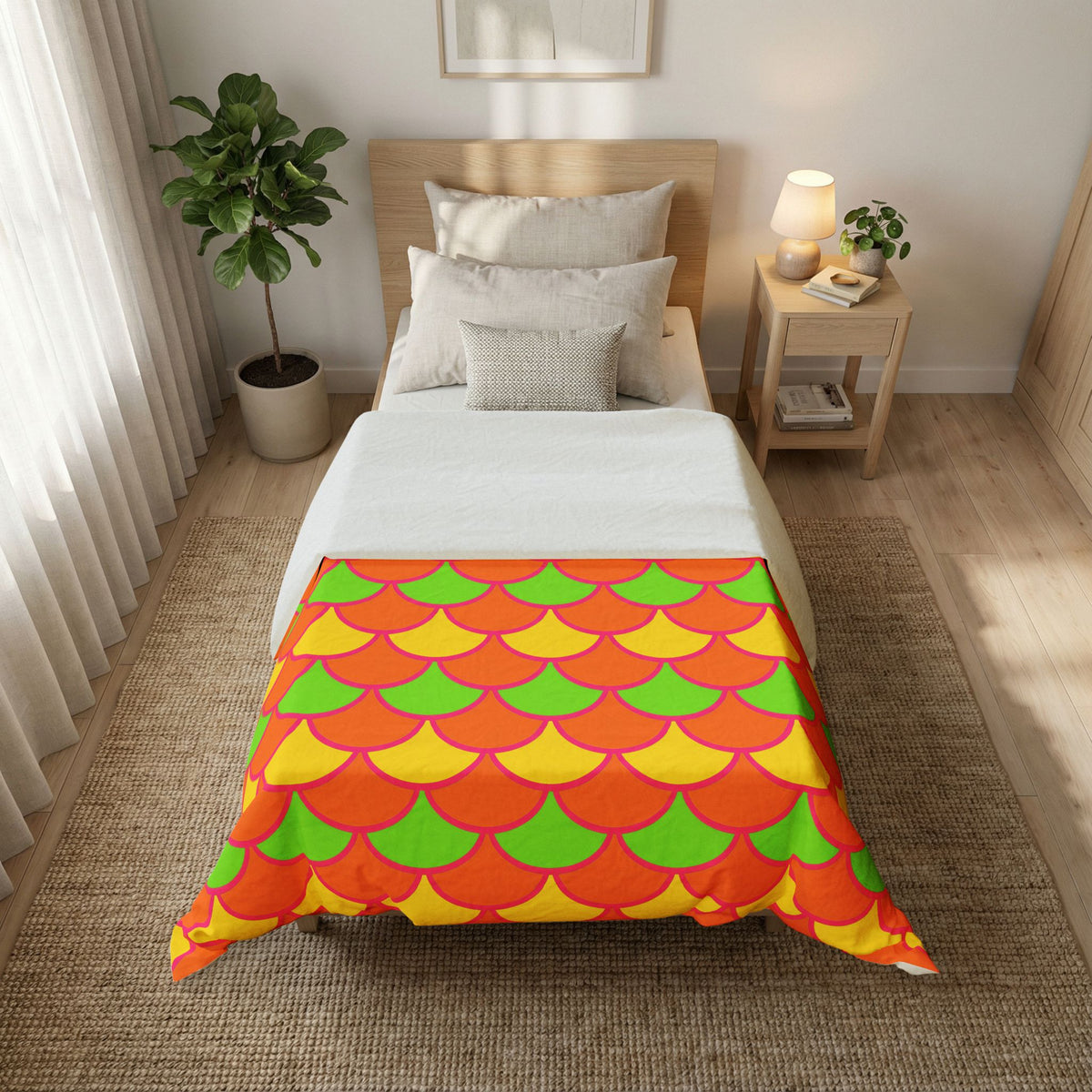 Big Jewel Scales II Cotton Duvet Cover – Hot Citrus Festive