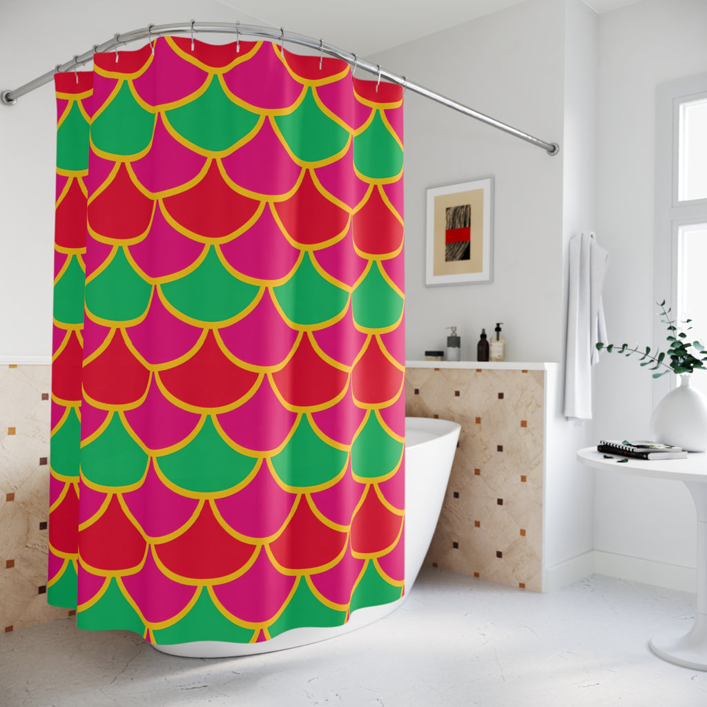 Big Jewel Scales II Shower Curtain – Scale Geometric Pattern