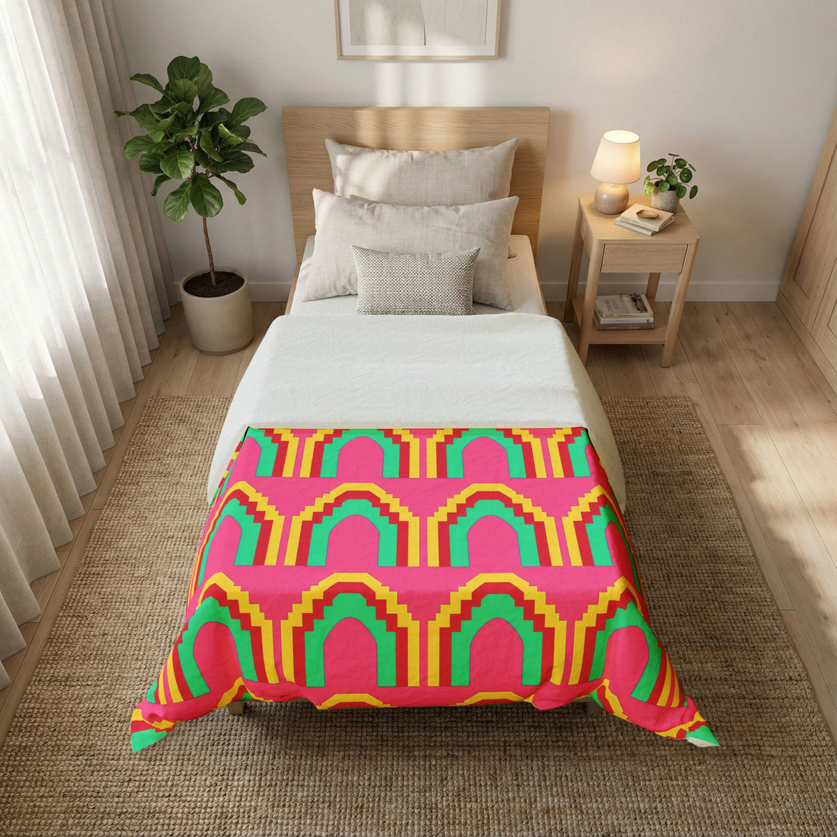 Grand Stepped Arches Cotton Duvet Cover – Candy Christmas