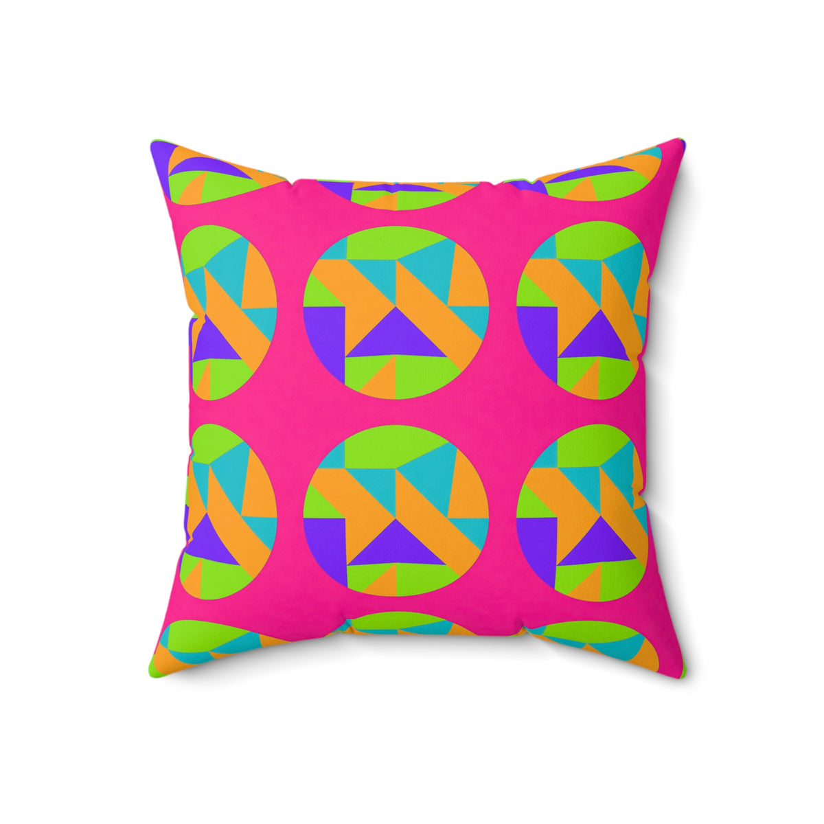 Broken Circle Planes Faux Suede Cushion – Tropical Punch