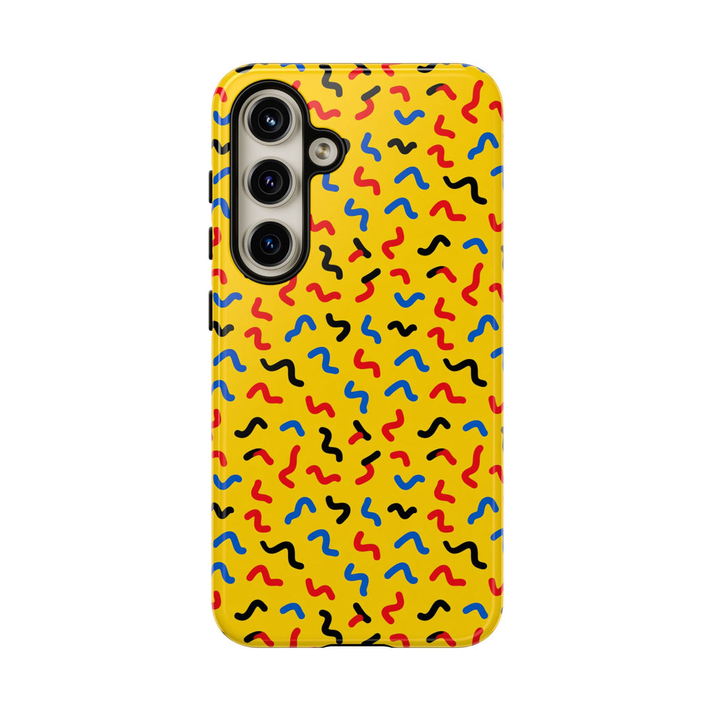 Squiggle Strokes Yellow Tough Phone Case – Bold Primary Abstract Pattern