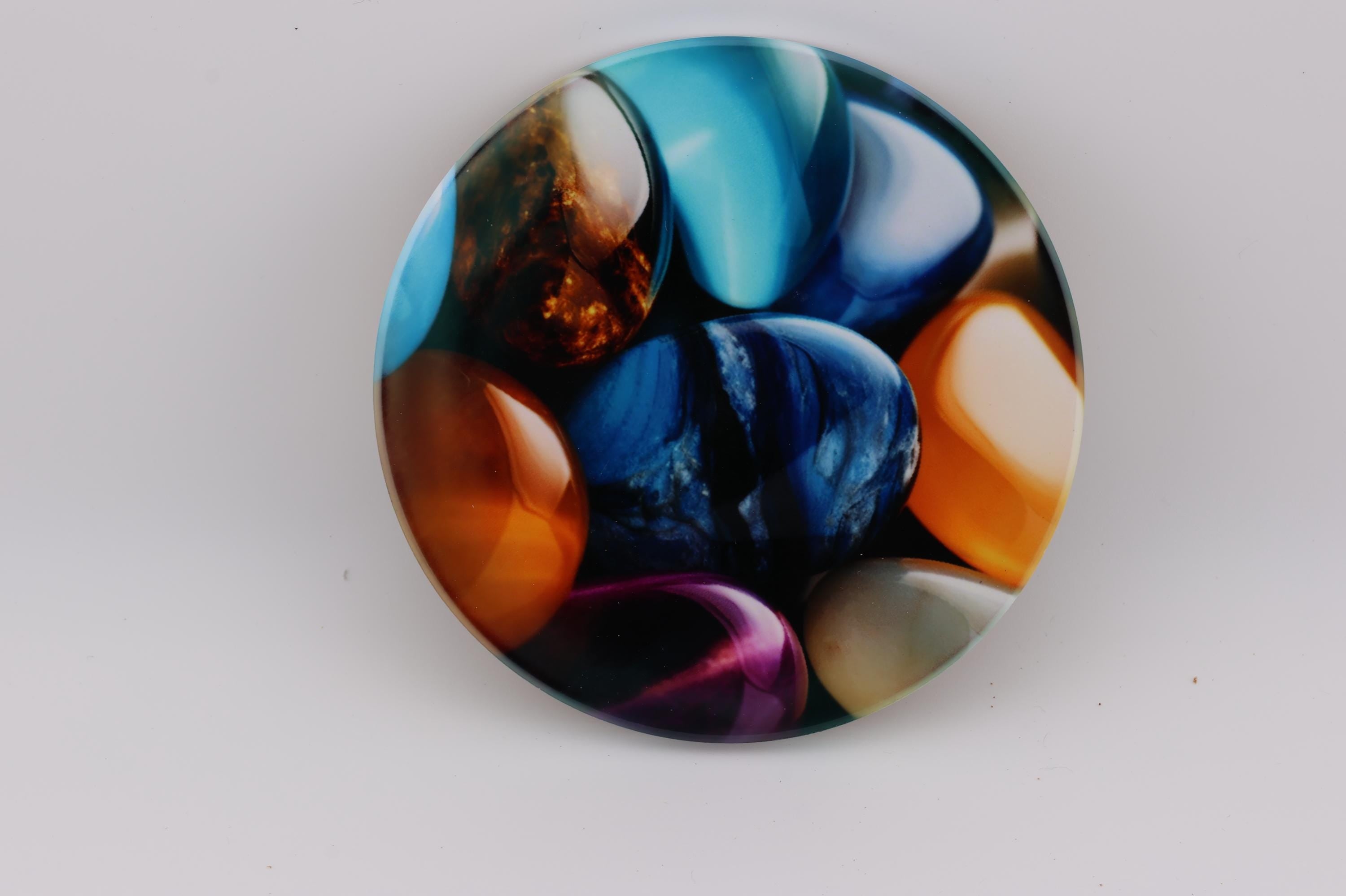 AI24046C  Pebbles - Multi coloured Round Ceramic Coasters- Set of 6, gift for all occasions, Designed and made in Britain