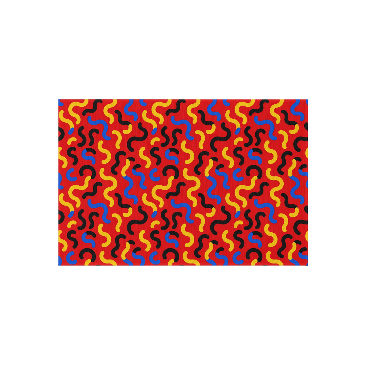 Squiggle Red Outdoor Rug – Bold Primary Abstract Pattern