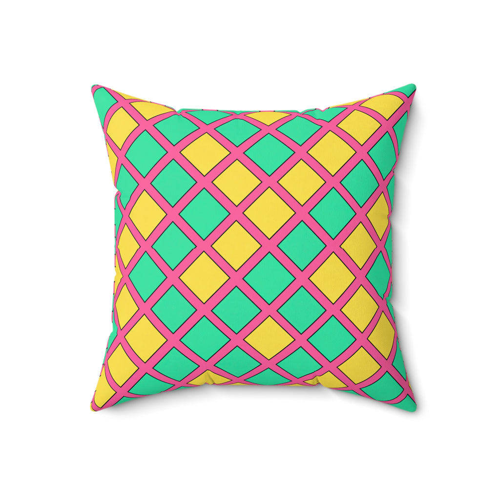 Harlequin Gold Grid Faux Suede Cushion – Candy Christmas