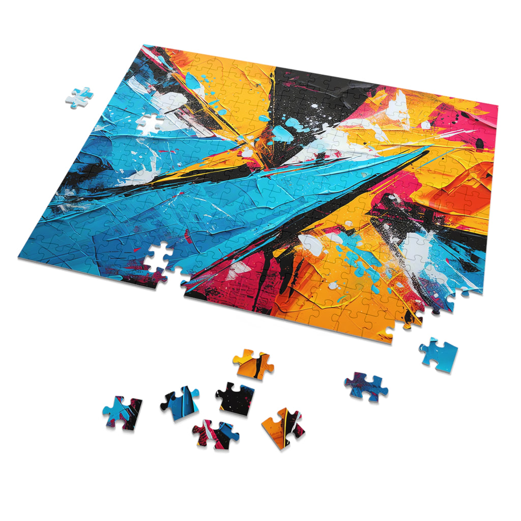 Shattered Blue Burst Jigsaw Puzzle with Tin – Bold Abstract Art