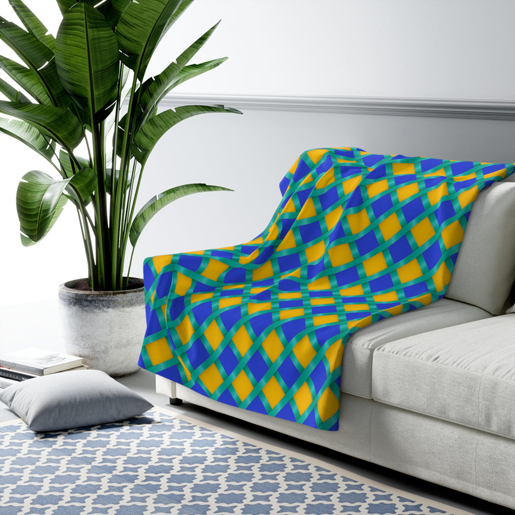 Broad Gold Diamond Trellis Sherpa Fleece Blanket – Peacock Jewel