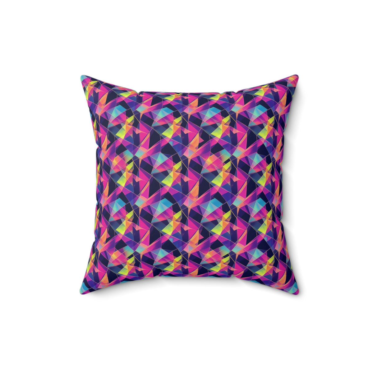 Prism Shard Cubist Faux Suede Cushion – Holographic-Look Geometric Pattern