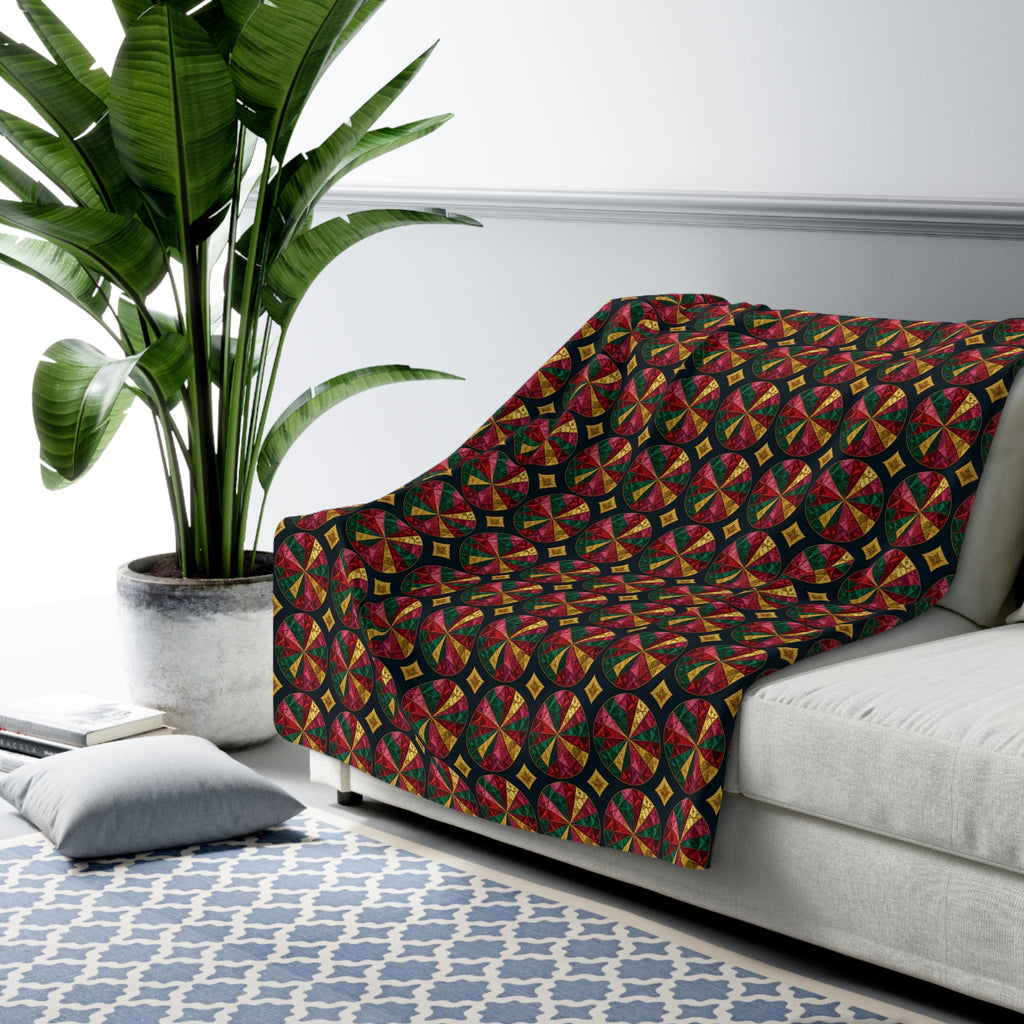 Kaleido Jewel Wheels Sherpa Fleece Blanket – Kaleidoscopic Pattern