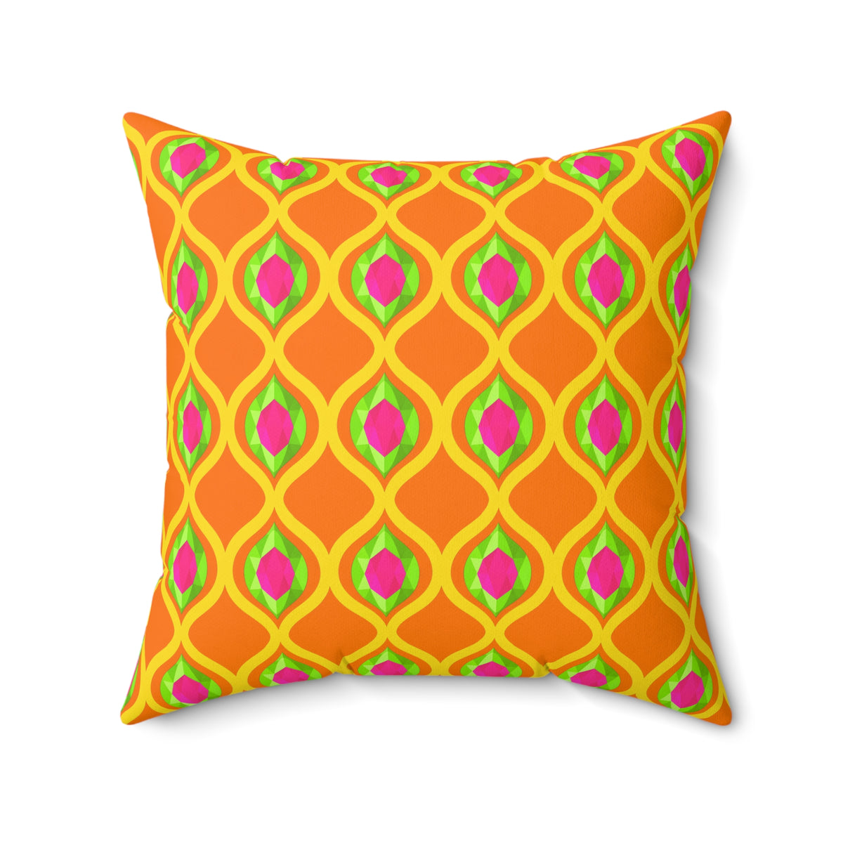 Grand Gold Ogee Lattice II Faux Suede Cushion – Hot Citrus Festive